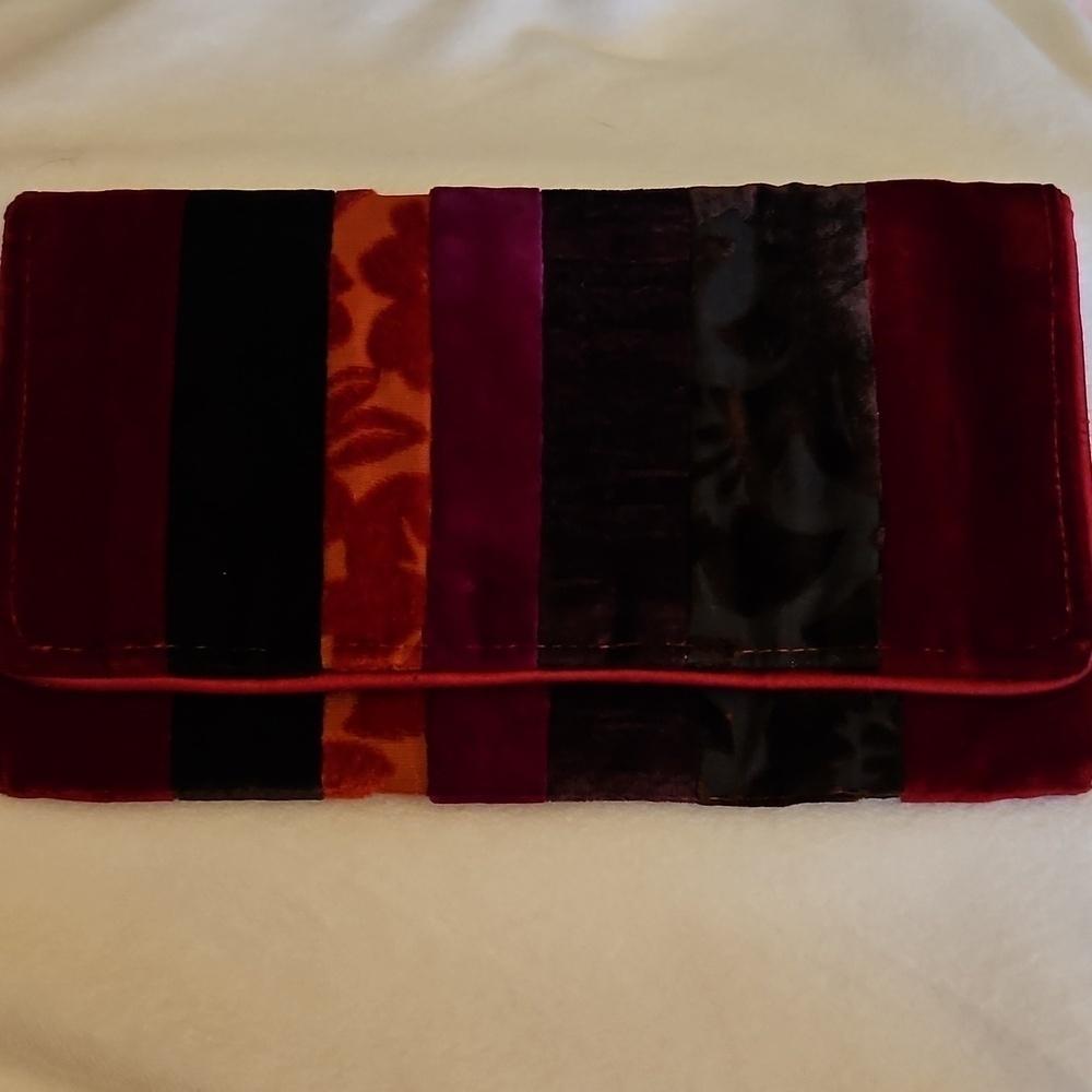 Vintage Multicolor Velvet Striped Carpet Envelope Clutch - Picture 2 of 11